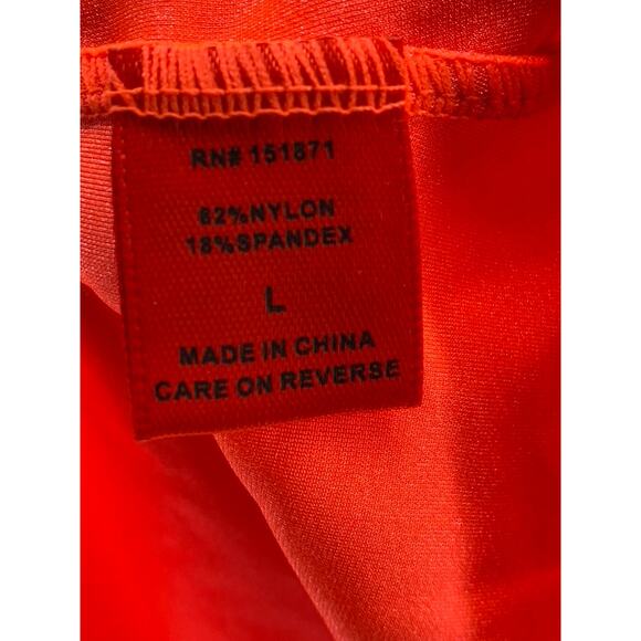 ROMA CONCEPT Women's Neon Orange Crewneck Short Sleeve Cheeky Bodysuit SZ L - Picture 9 of 11